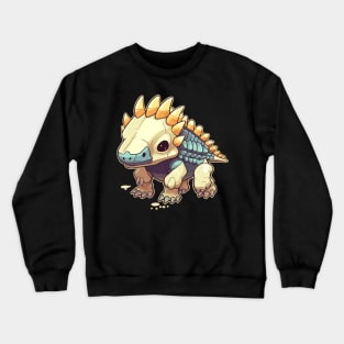 Spooky Scary Chibi Triceratops Isometric Dinosaur Skeleton Crewneck Sweatshirt